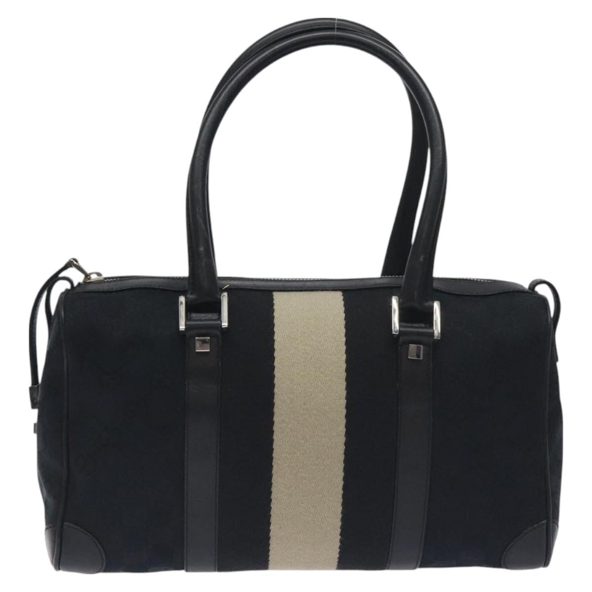 Gucci GUCCI GG Canvas Sherry Line Hand Bag Black Silver 000 0851 00221 Authentic am8716