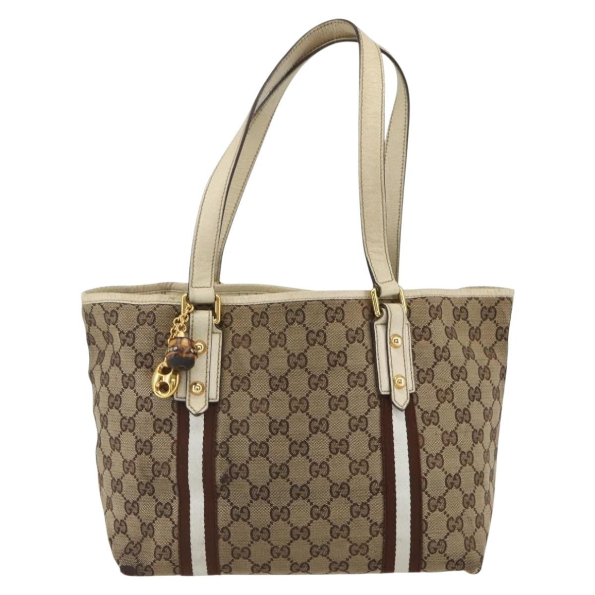 Gucci GUCCI GG Canvas Bamboo Hand Bag Beige Gold 137396 Authentic 164794