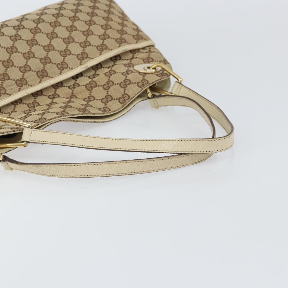 Gucci GUCCI GG Canvas Shoulder Bag Beige Gold 121023 Authentic 162950