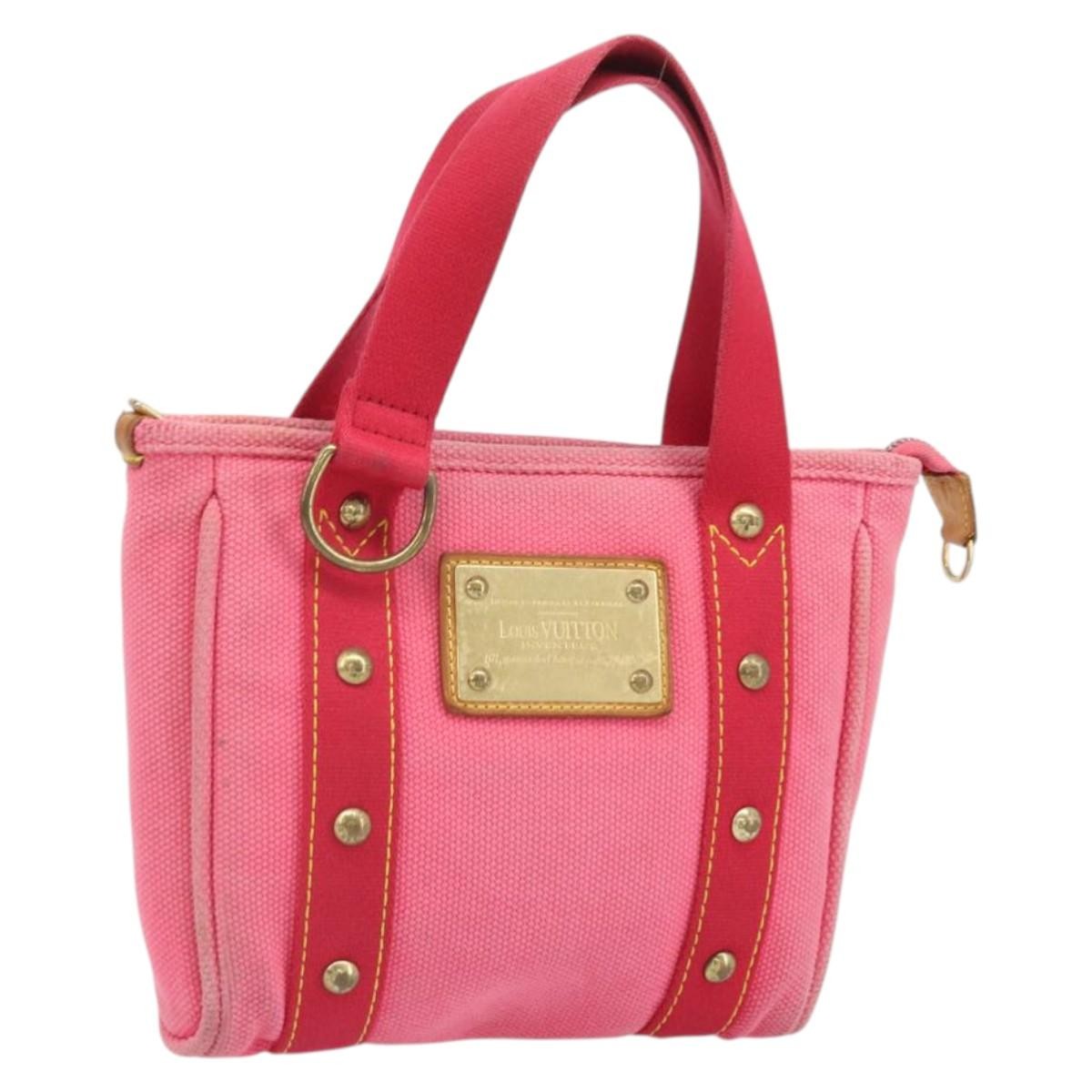 Louis Vuitton LOUIS VUITTON Antigua Cabas PM Hand Bag Rouge Pink M40088 LV Authentic ka2366