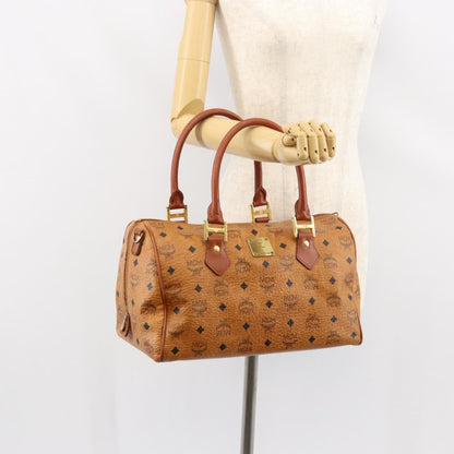 MCM MCM Logogram Vicetos Boston Bag PVC Leather Brown Gold Authentic gh1074