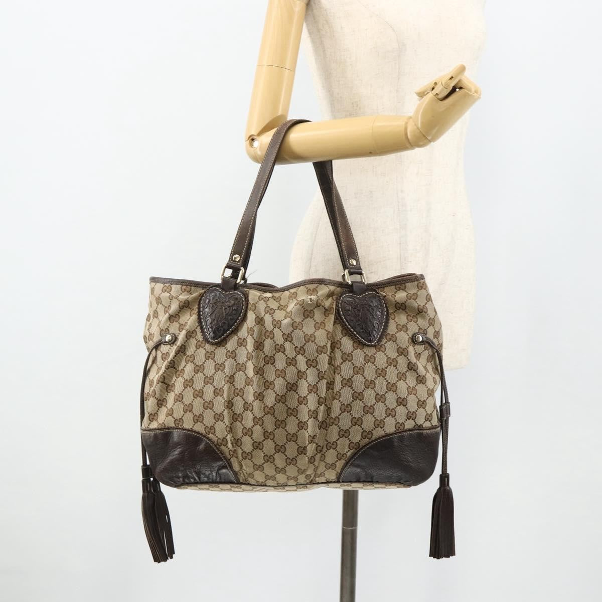 Gucci GUCCI GG Canvas Histeria Tote Bag Beige Gold 211954 Authentic 175958