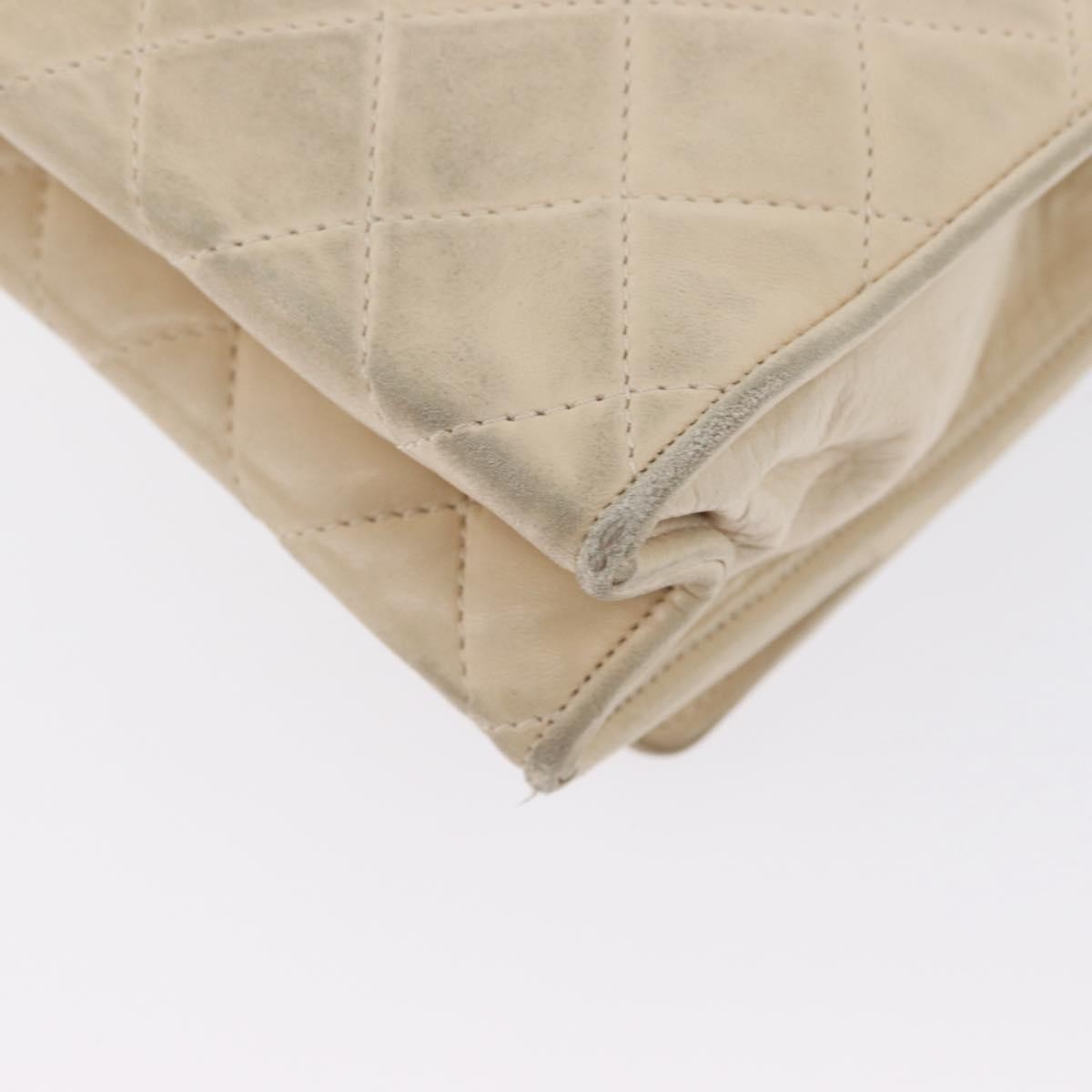 Chanel CHANEL Matelasse Chain Shoulder Bag Lamb Skin Beige Gold CC Authentic BA10672