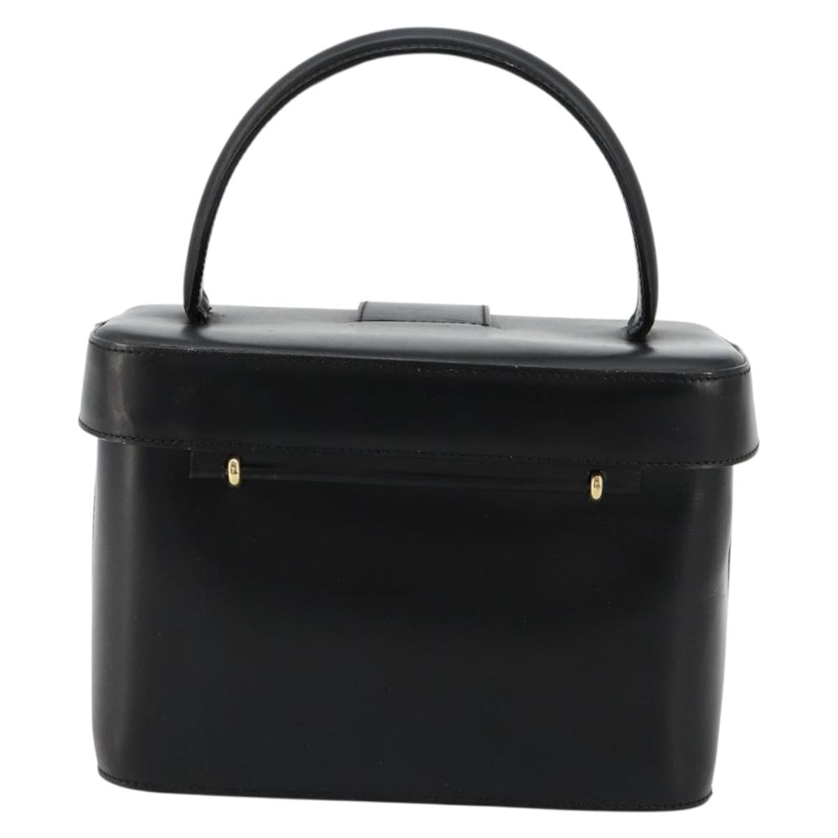 Celine CELINE Vanity Cosmetic Pouch Leather Black Gold Authentic 179213 Bag