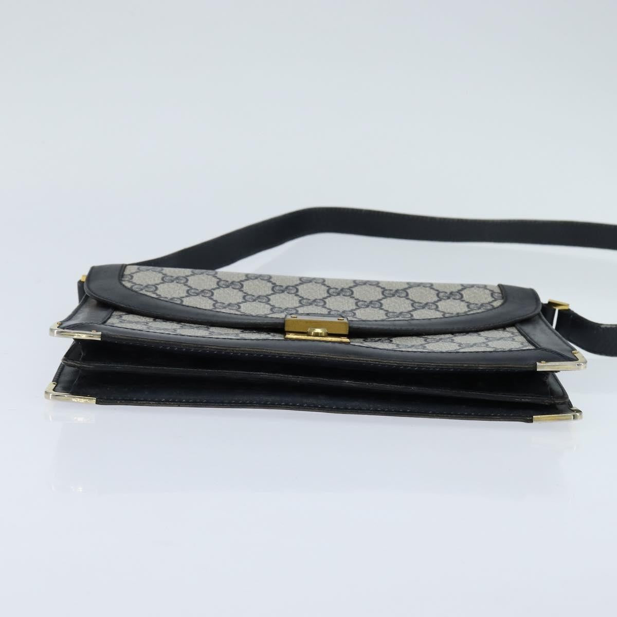 Gucci GUCCI GG Supreme Shoulder Bag PVC Navy Gold Authentic BA7379