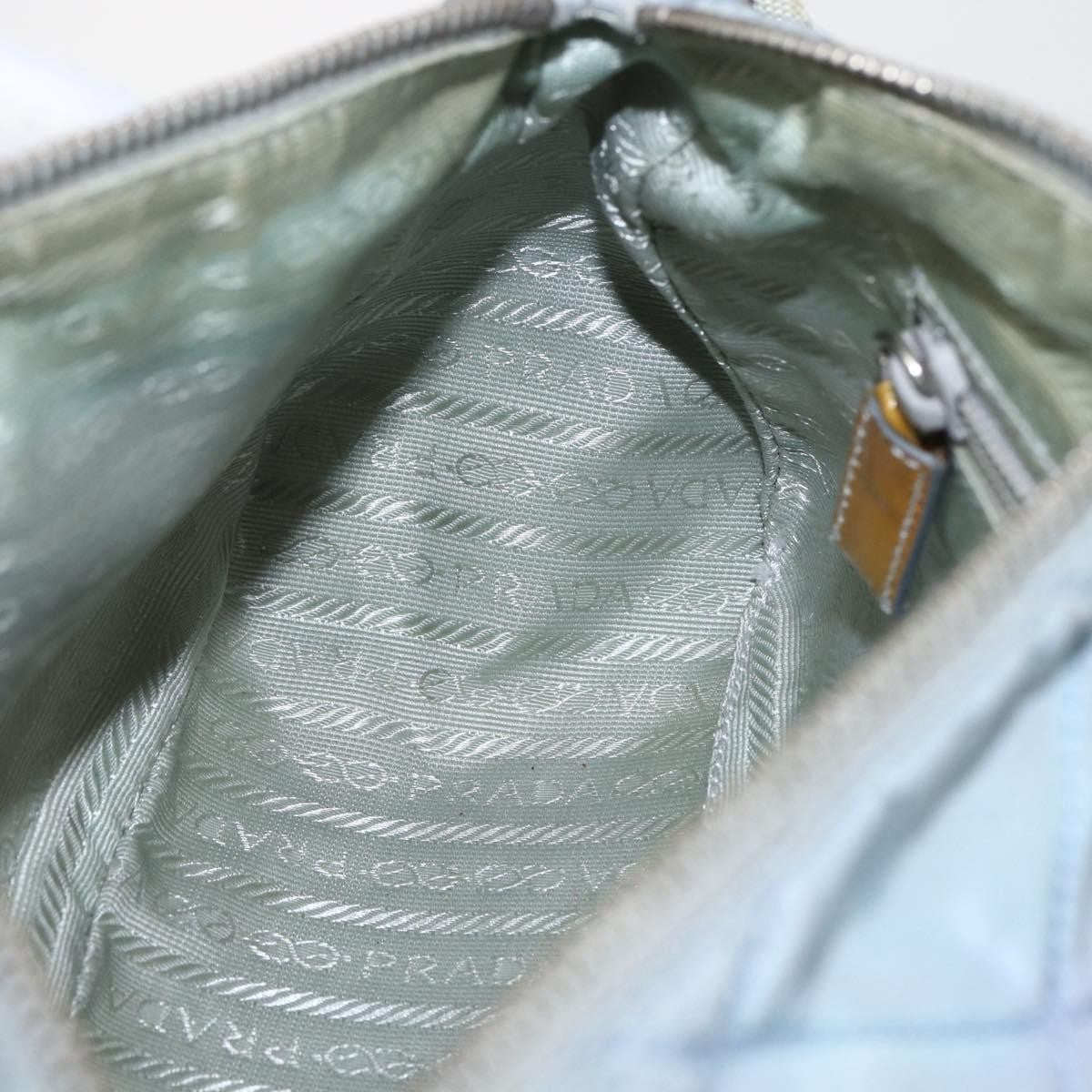 Prada PRADA Shoulder Bag Nylon Enamel Light Blue Silver Authentic 160526