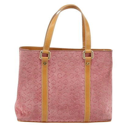 Celine CELINE C Macadam Canvas Hand Bag Suede Pink Gold Authentic bs29469