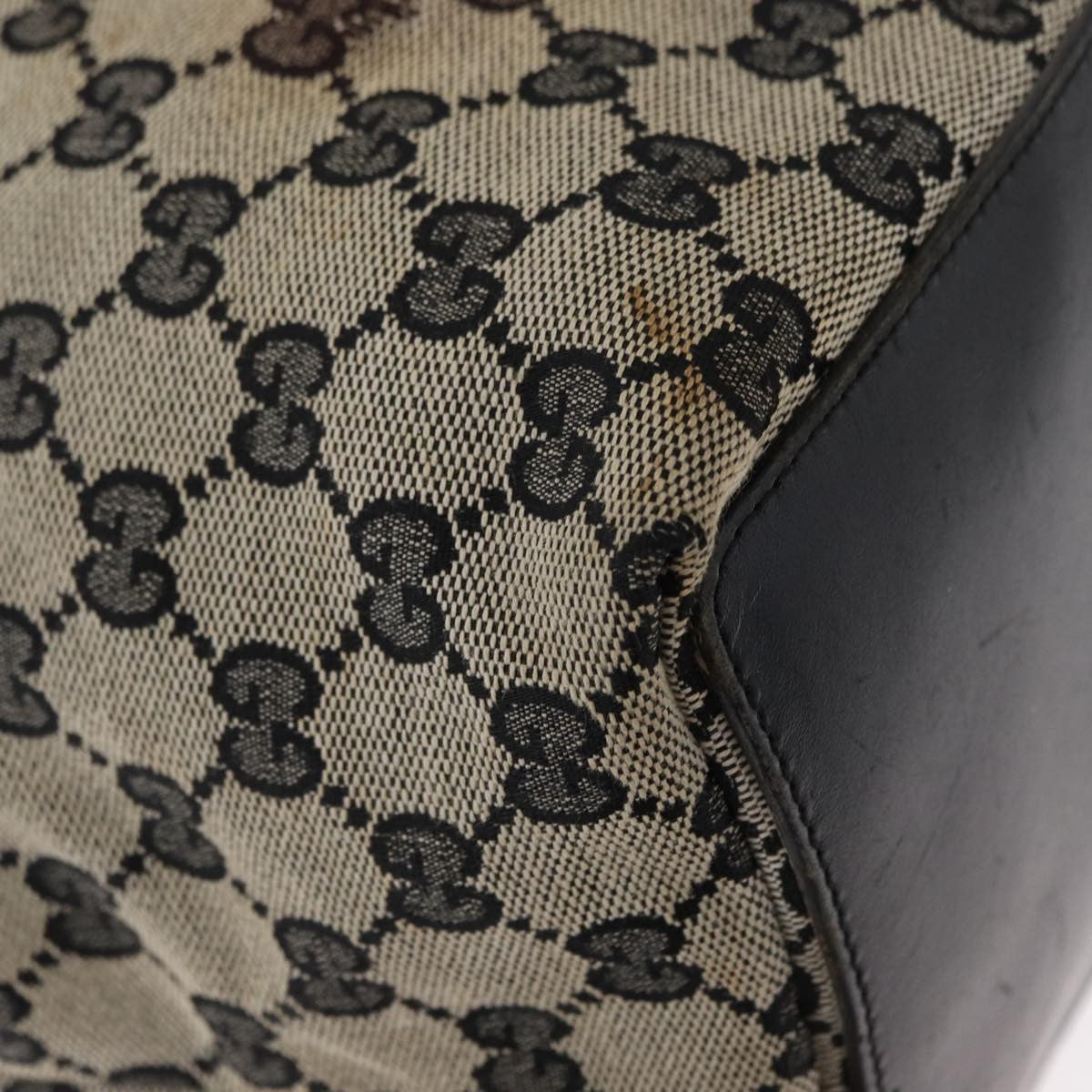Gucci GUCCI GG Canvas Tote Bag Navy Gold 002 1097 3444 Authentic 158526