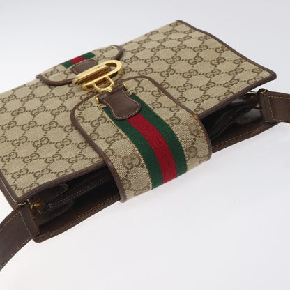 Gucci GUCCI GG Canvas Shoulder Bag Beige Gold Authentic bs27064
