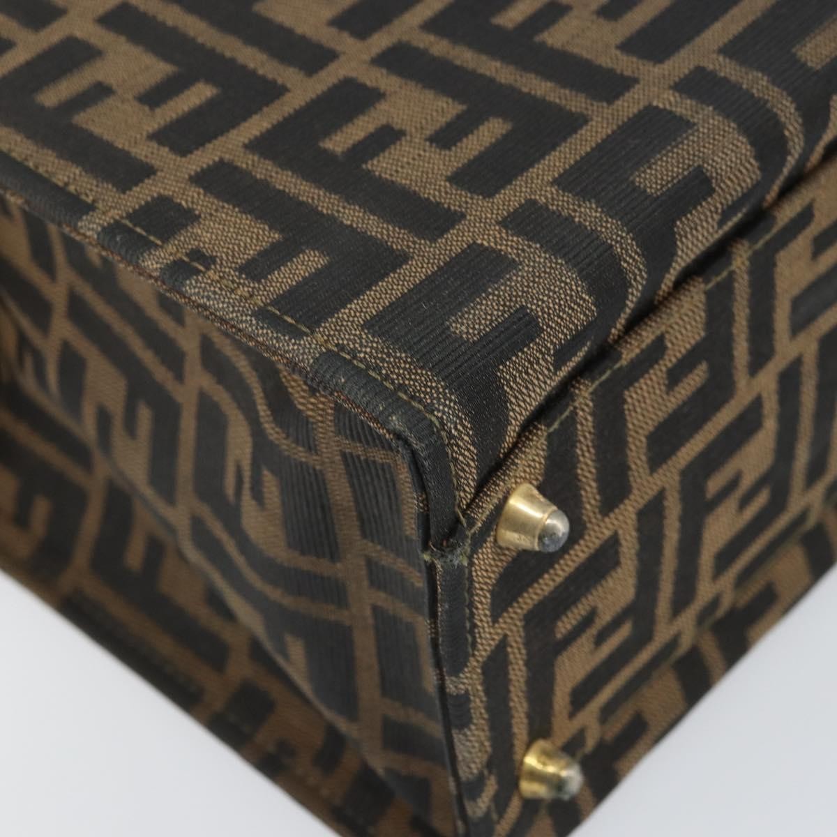 Fendi FENDI Zucca Canvas Vanity Hand Bag Black Brown Authentic 169044
