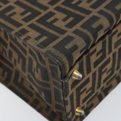 Fendi FENDI Zucca Canvas Vanity Hand Bag Black Brown Authentic 169044