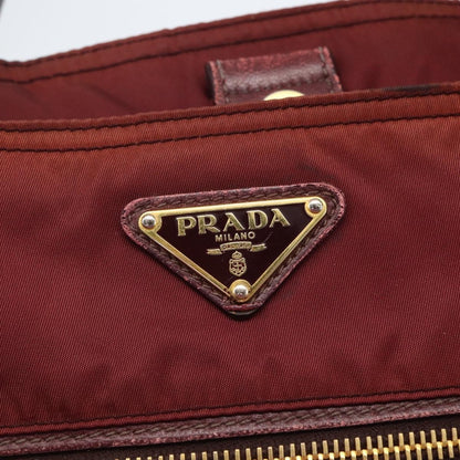 Prada PRADA Hand Bag Nylon 2way Bordeaux Gold Authentic 163074
