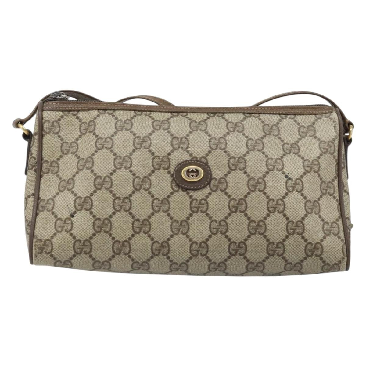 Gucci GUCCI GG Supreme Shoulder Bag PVC Beige Gold 89 01 021 Authentic ka3575