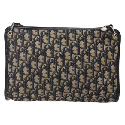 Dior Christian Dior Trotter Canvas Shoulder Bag Navy Gold Authentic 141525