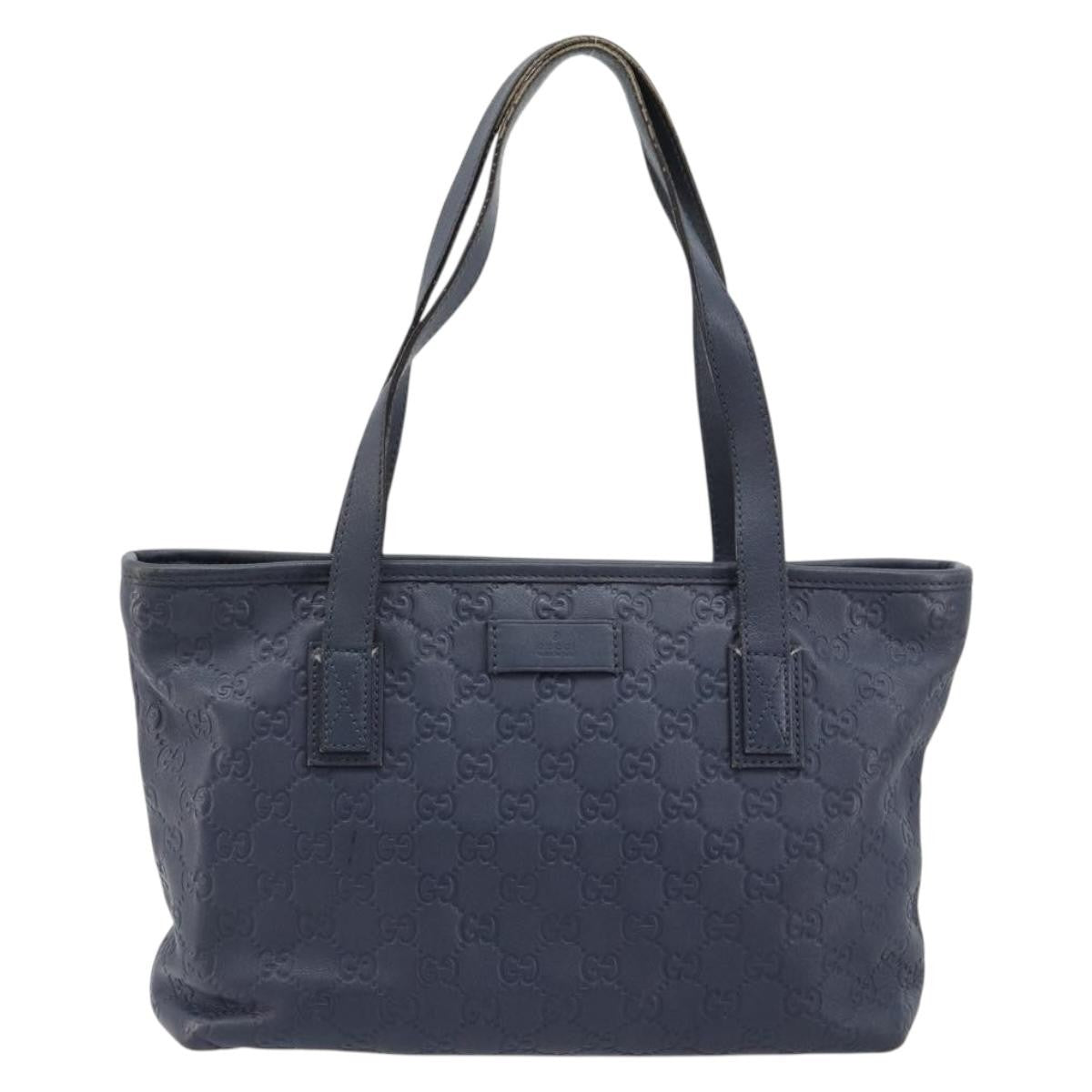 Gucci GUCCI GG Canvas Guccissima Tote Bag Leather Navy Gold 211138 Authentic 180831