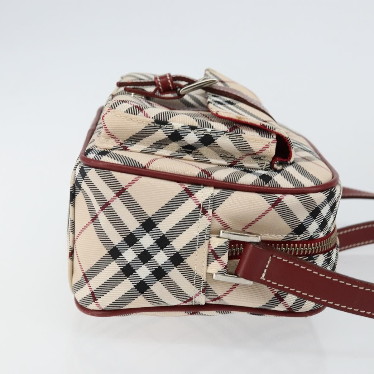 Burberry BURBERRY Nova Check Blue Label Shoulder Bag Canvas Beige Silver Authentic bs29446