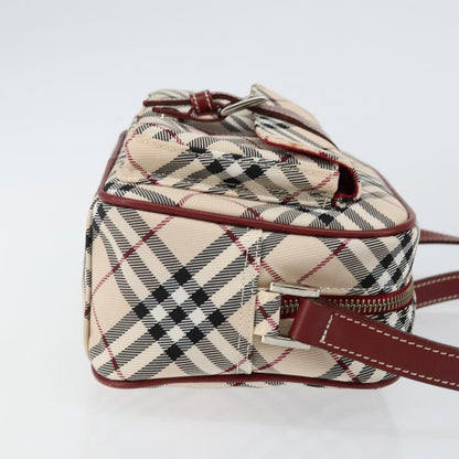 Burberry BURBERRY Nova Check Blue Label Shoulder Bag Canvas Beige Silver Authentic bs29446