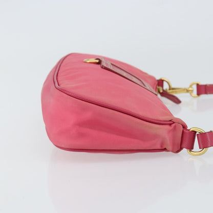 Prada PRADA Shoulder Bag Nylon Leather Pink Gold Authentic 155082