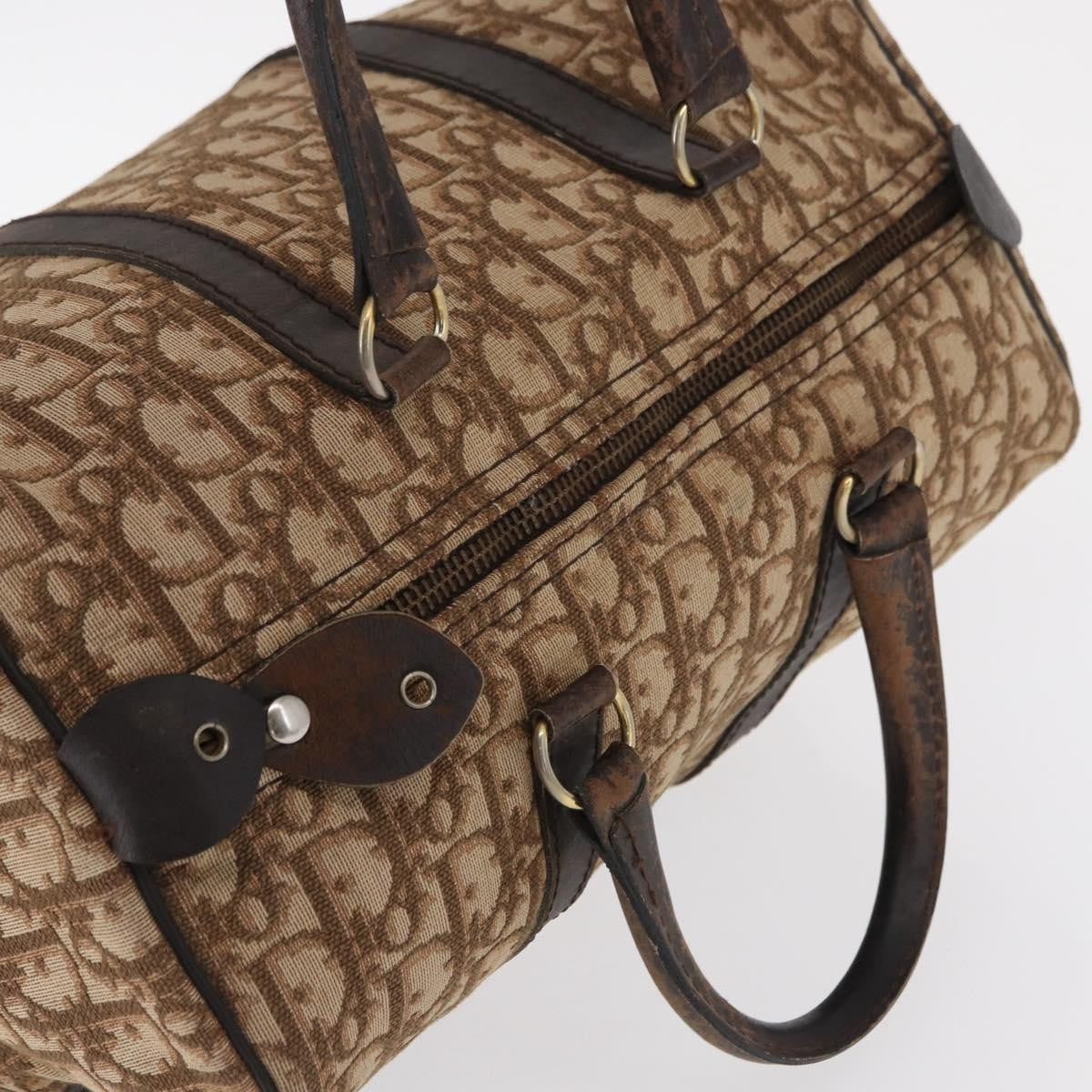 Dior Christian Dior Trotter Canvas Hand Bag Brown Gold Authentic ka627