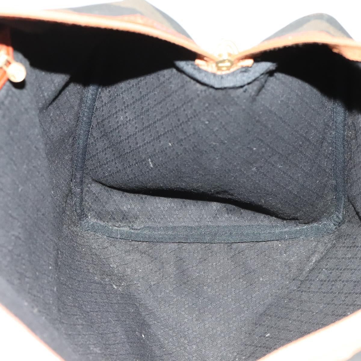 Fendi FENDI Pecan Canvas Boston Bag Black Brown gold Authentic ep10025