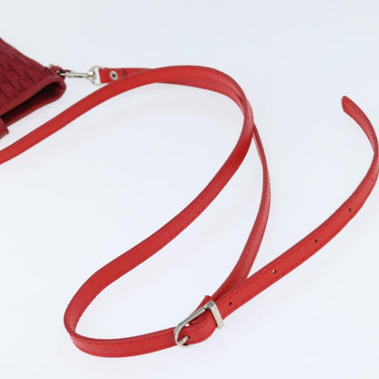 Dior Christian Dior Trotter Canvas Shoulder Bag Red Silver Authentic 147558