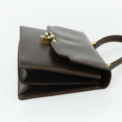 Gucci GUCCI Hand Bag Leather Brown Gold Authentic ep14250