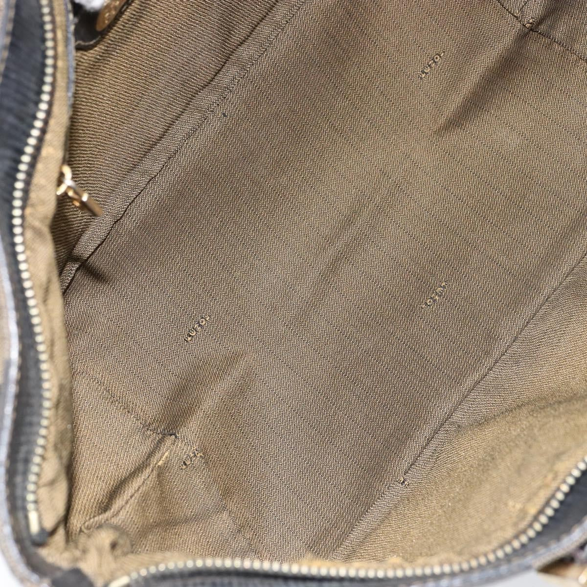 Fendi FENDI Pecan Canvas Hand Bag Black Brown Authentic 158368