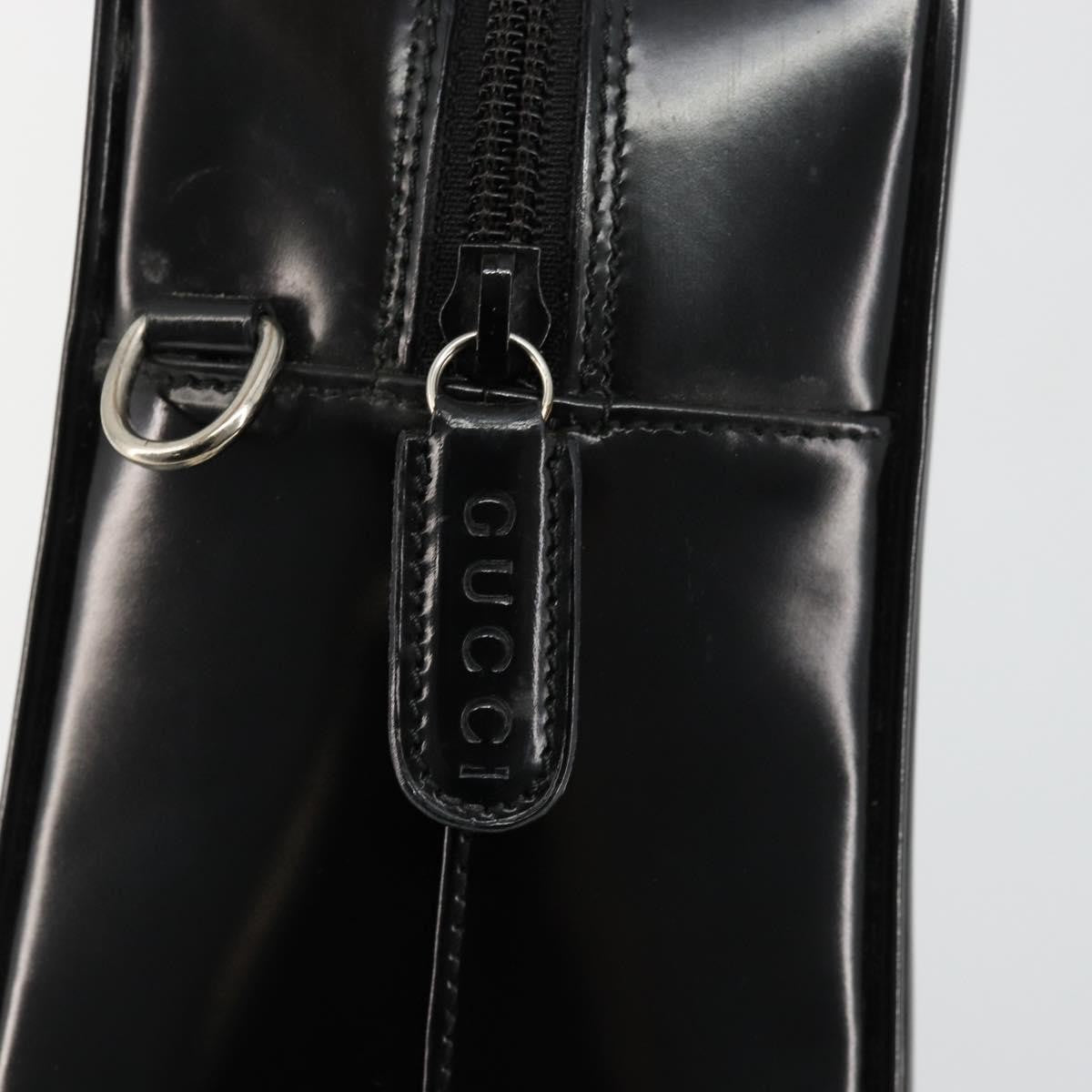 Gucci GUCCI Soho Hand Bag Patent Leather Black Silver 000 1274 0505 Authentic ep14495