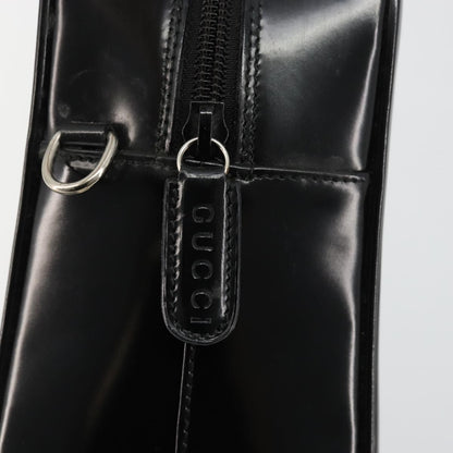 Gucci GUCCI Soho Hand Bag Patent Leather Black Silver 000 1274 0505 Authentic ep14495