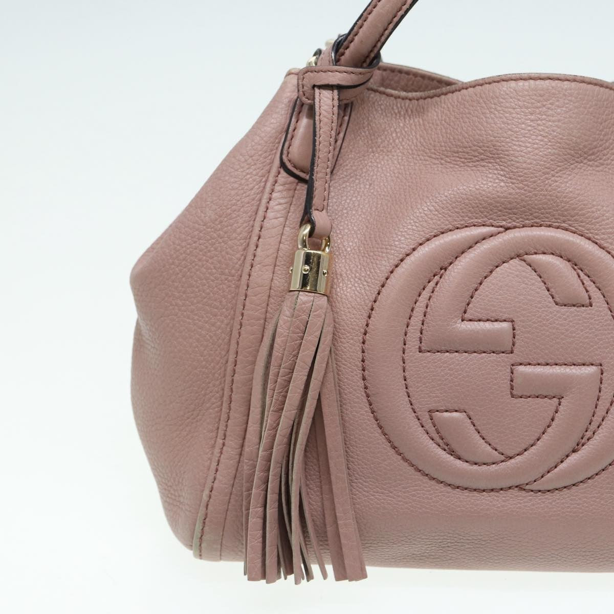 Gucci GUCCI Soho Hand Bag Leather 2way Gold Pink 336751 Authentic am6760