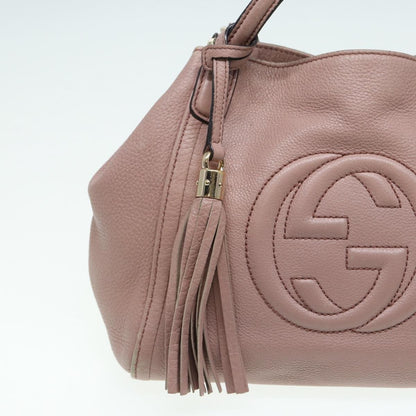 Gucci GUCCI Soho Hand Bag Leather 2way Gold Pink 336751 Authentic am6760