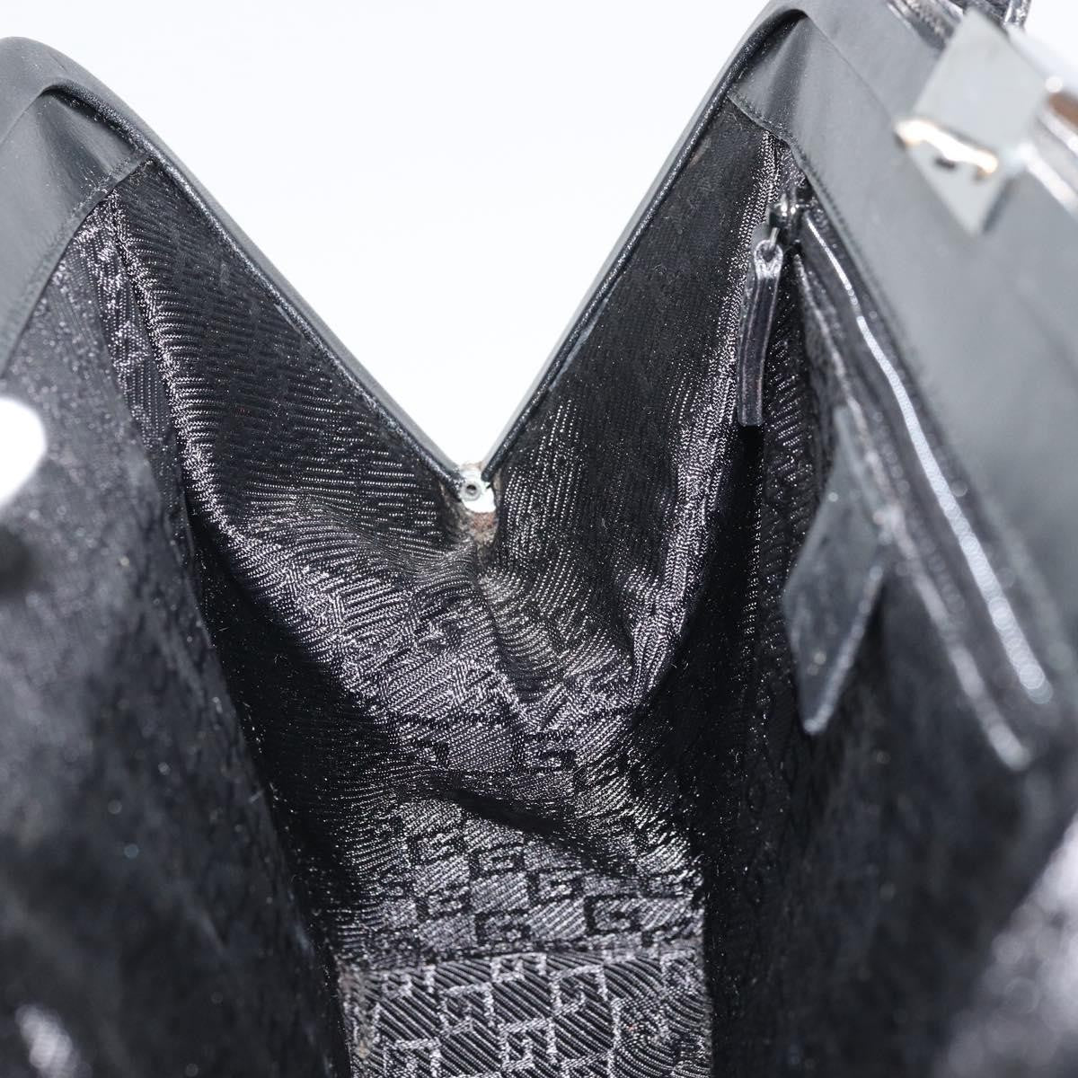 Gucci GUCCI Hand Bag Canvas Silver Black Authentic 175720