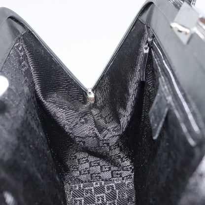 Gucci GUCCI Hand Bag Canvas Silver Black Authentic 175720