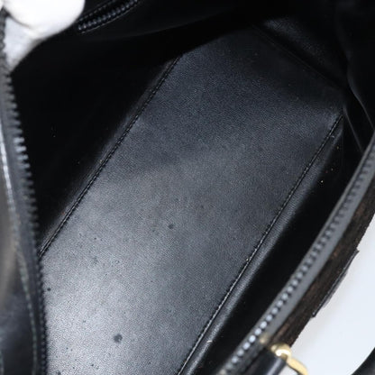 Celine CELINE Macadam Canvas Hand Bag Suede Black Gold Authentic ep11623