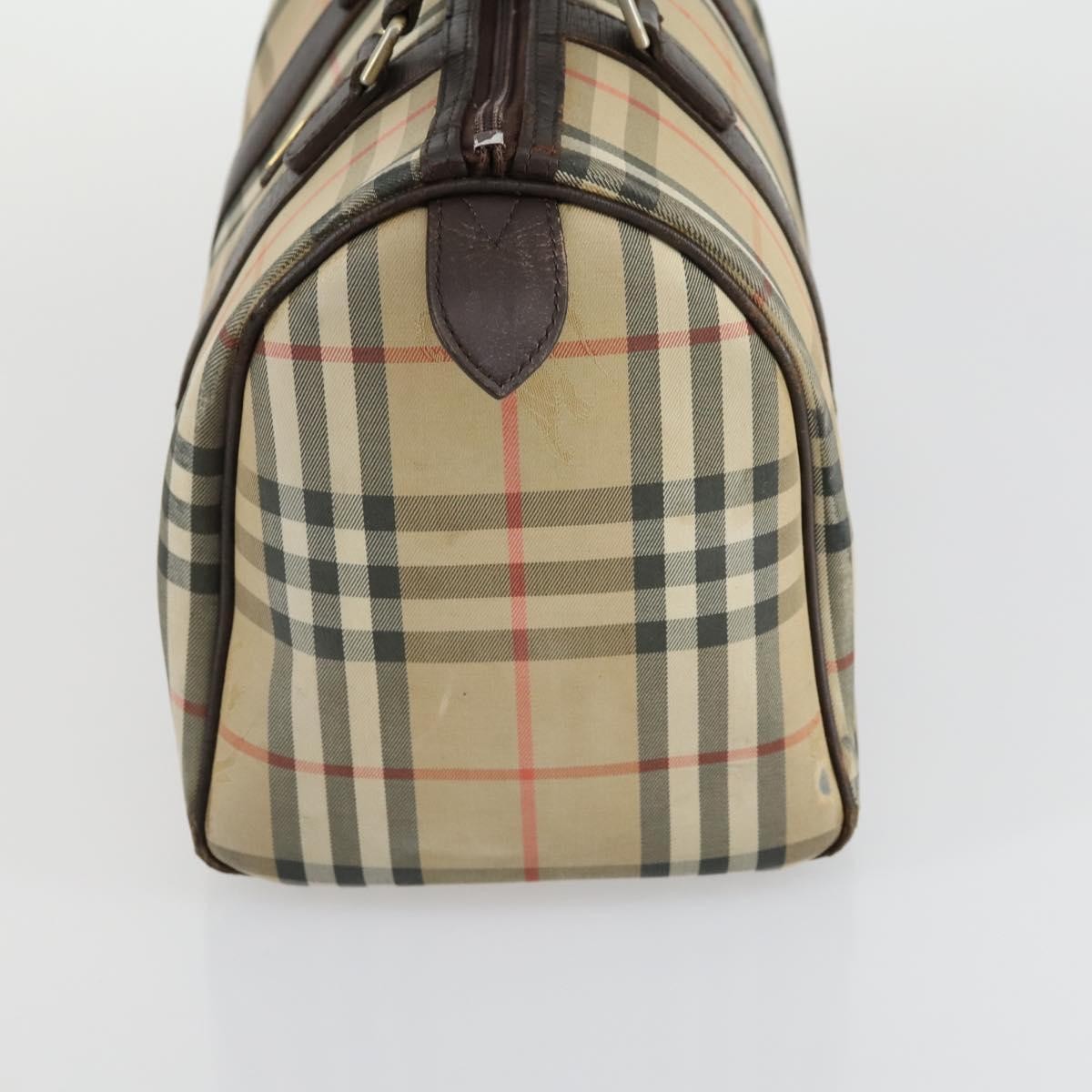 Burberry BURBERRY Nova Check Boston Bag Canvas Leather 2 Set Beige Authentic bs31977