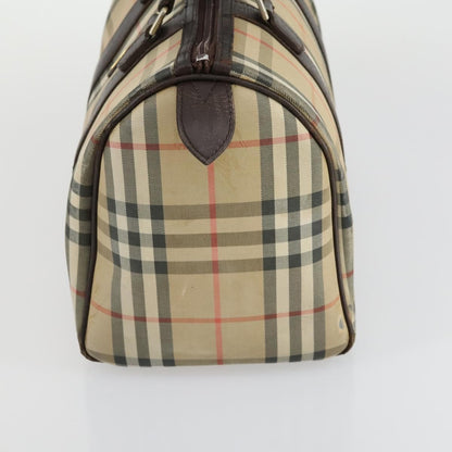Burberry BURBERRY Nova Check Boston Bag Canvas Leather 2 Set Beige Authentic bs31977