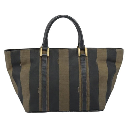 Fendi FENDI Pecan Canvas Hand Bag Black Brown Authentic 158368