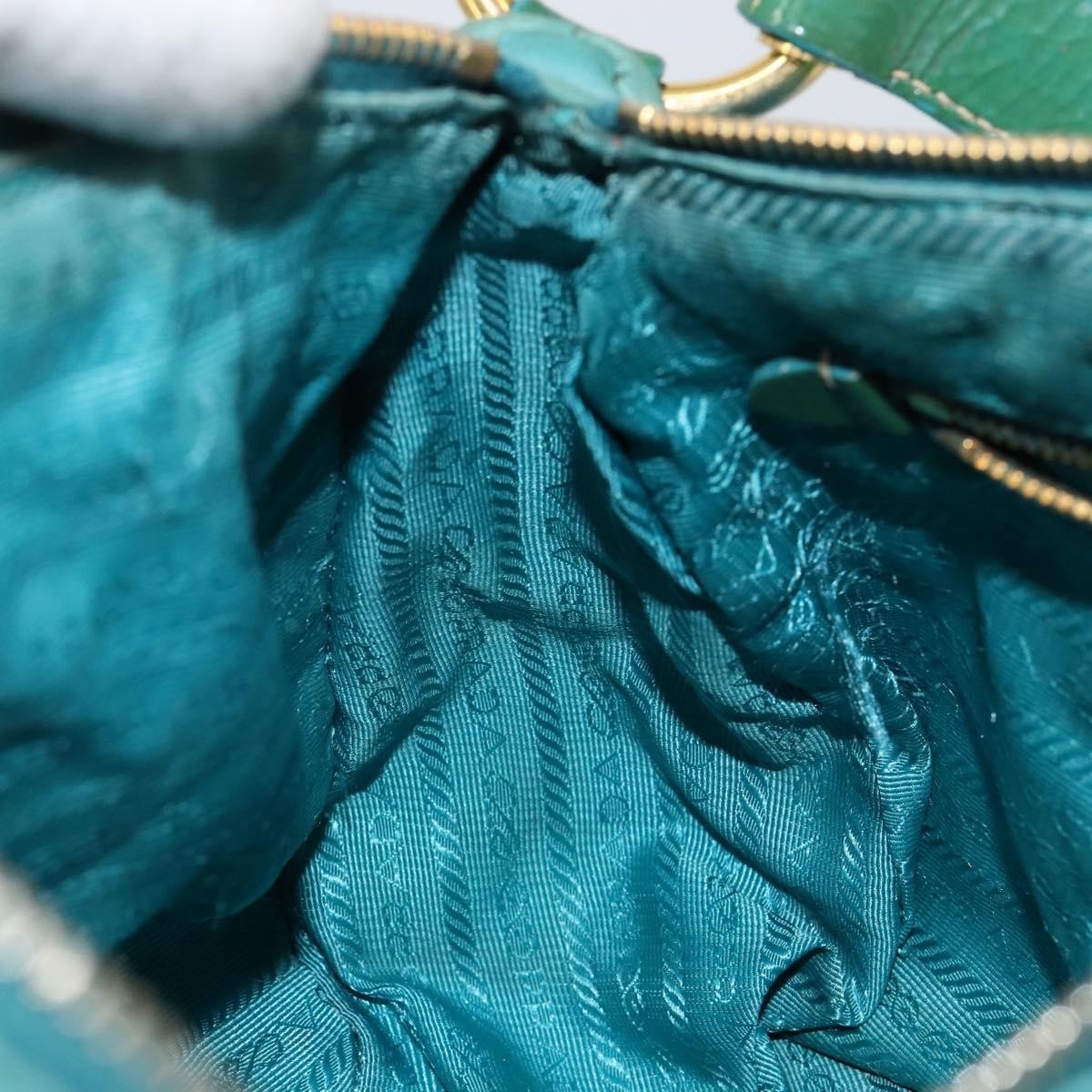 Prada PRADA Shoulder Bag Nylon Turquoise Blue Gold Authentic 148398