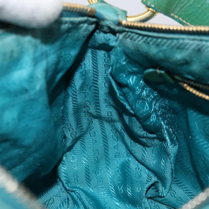 Prada PRADA Shoulder Bag Nylon Turquoise Blue Gold Authentic 148398