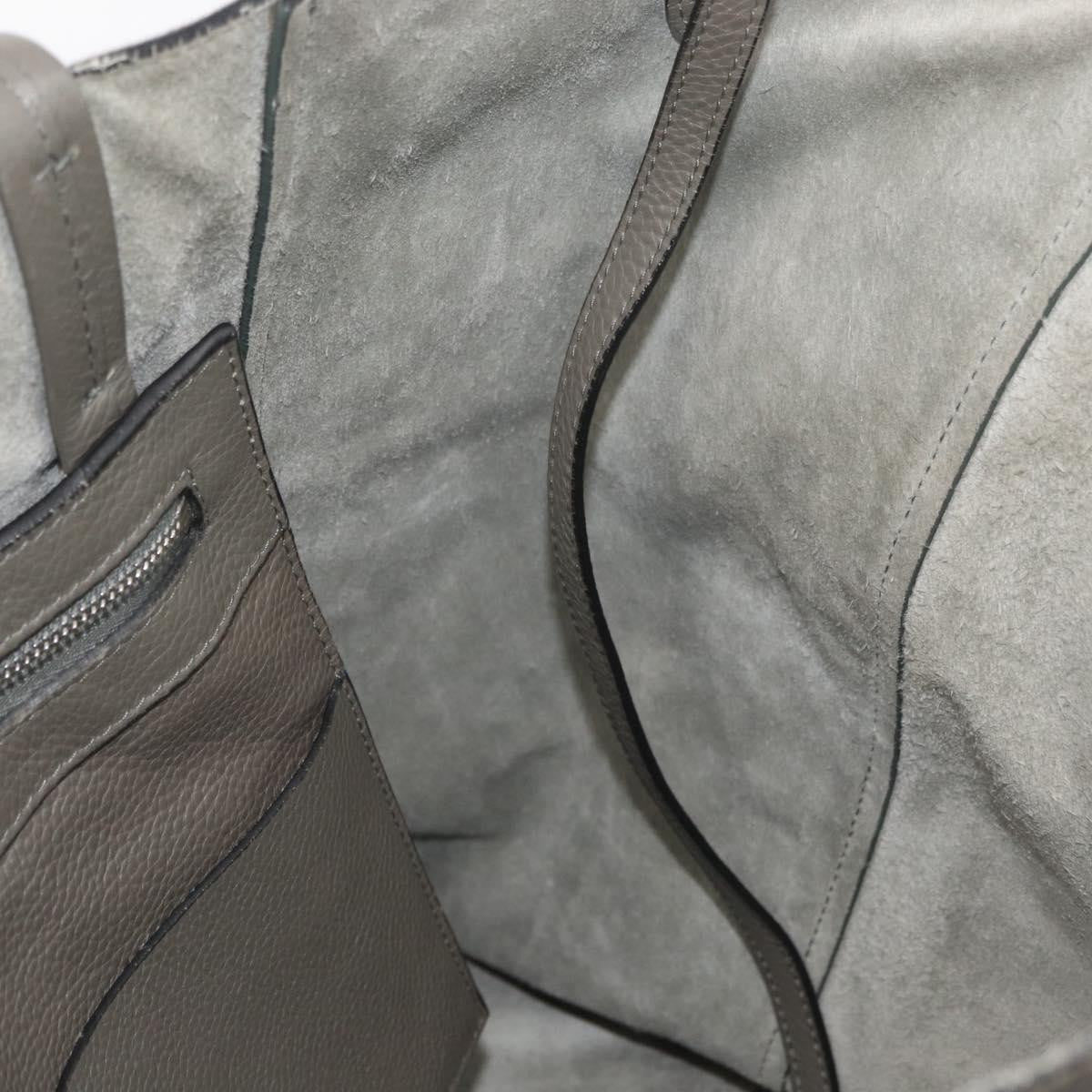 Celine CELINE Cabas Phantom Tote Bag Leather Gray Silver Authentic hk3679