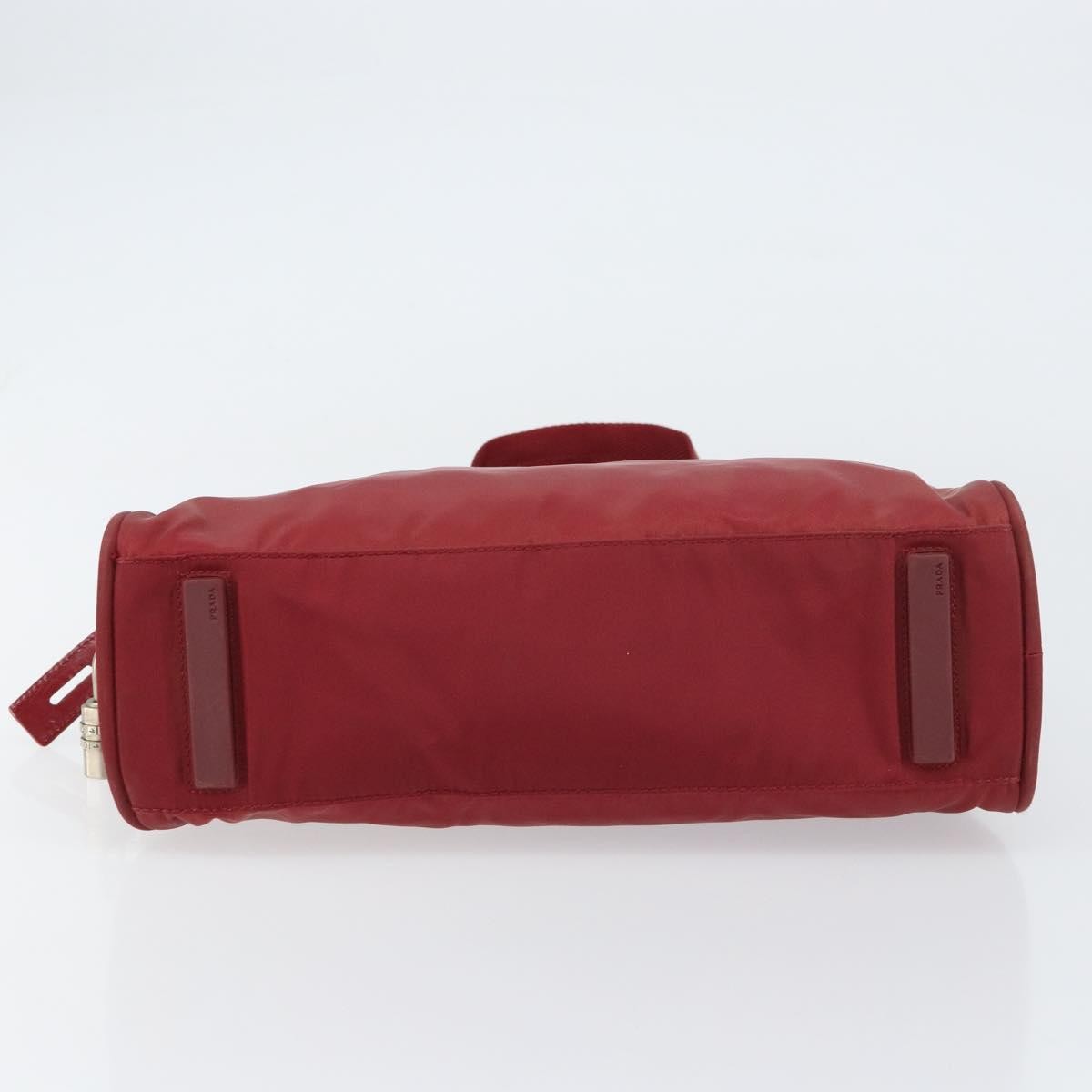 Prada PRADA Hand Bag Nylon Red Silver Authentic BA8645