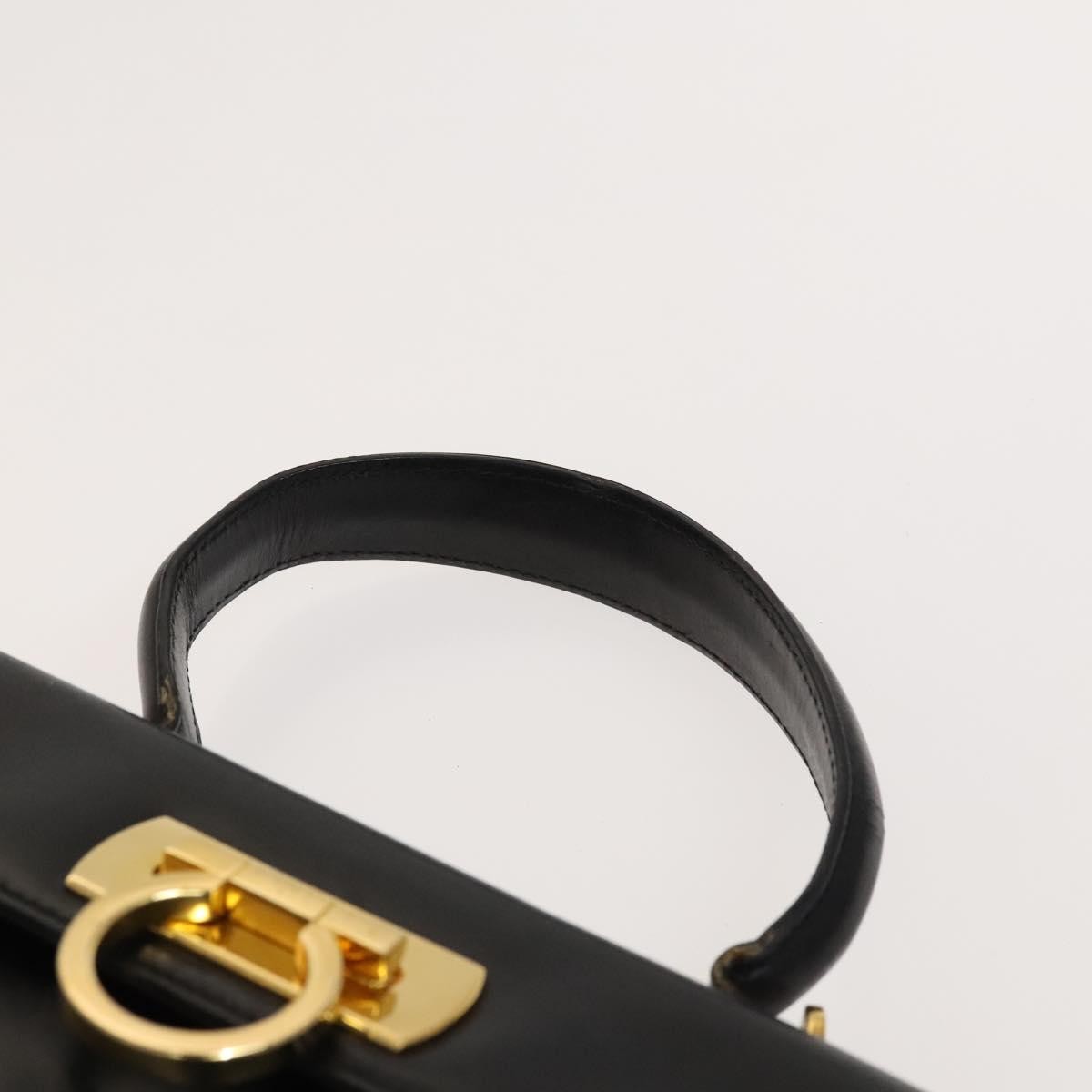 Salvatore Ferragamo Salvatore Ferragamo Gancini Hand Bag Leather 2way Black Gold Authentic BD1703