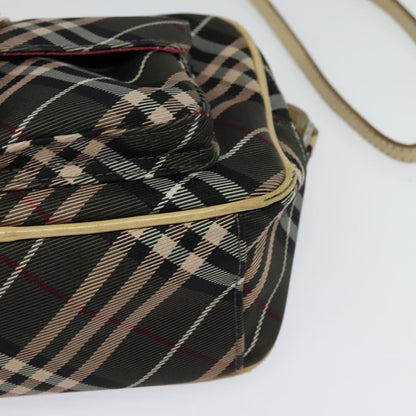 Burberry BURBERRY Nova Check Blue Label Shoulder Bag Nylon Brown Silver Authentic ti3061