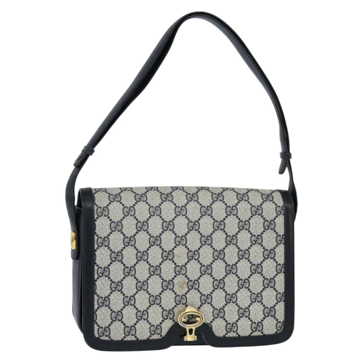 Gucci GUCCI GG Supreme Shoulder Bag PVC Navy Gold Authentic 147854