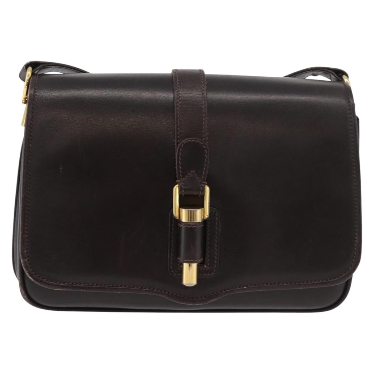 Gucci GUCCI Shoulder Bag Leather Brown Gold Authentic ep14284