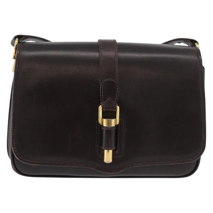 Gucci GUCCI Shoulder Bag Leather Brown Gold Authentic ep14284