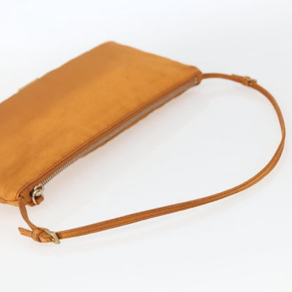 Prada PRADA Accessory Pouch Satin Orange Gold Authentic 161612 Bag