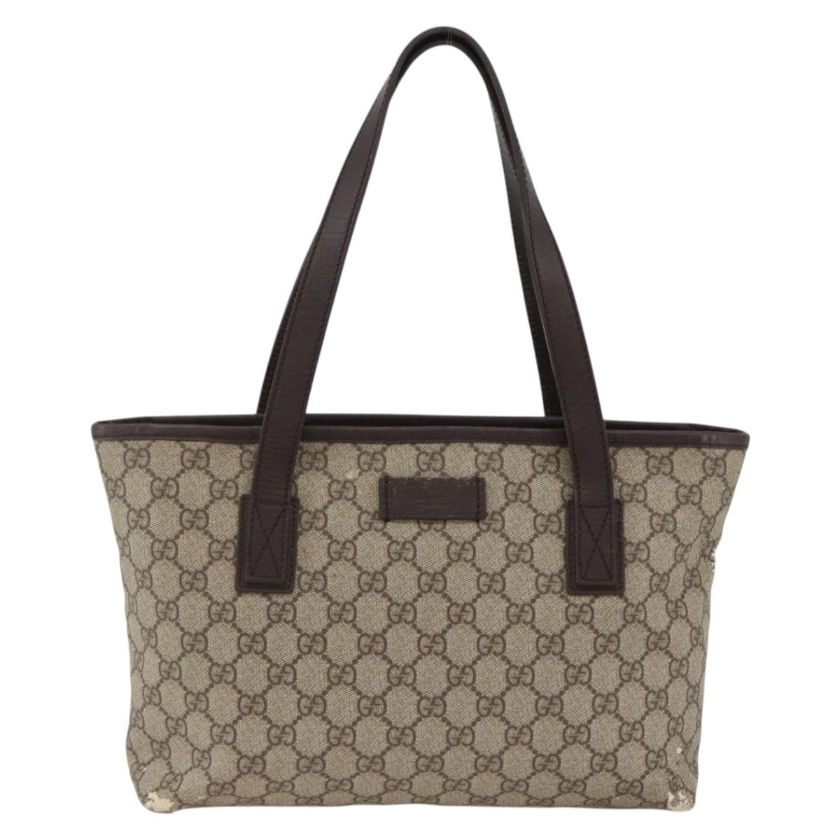 Gucci GUCCI GG Supreme Hand Bag PVC Beige Silver 181086 Authentic ARZ575