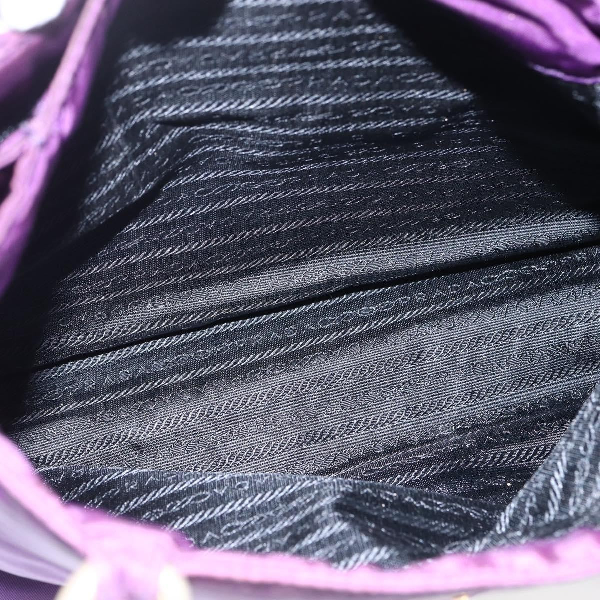 Prada PRADA Hand Bag Nylon Purple Gold Authentic ti3637