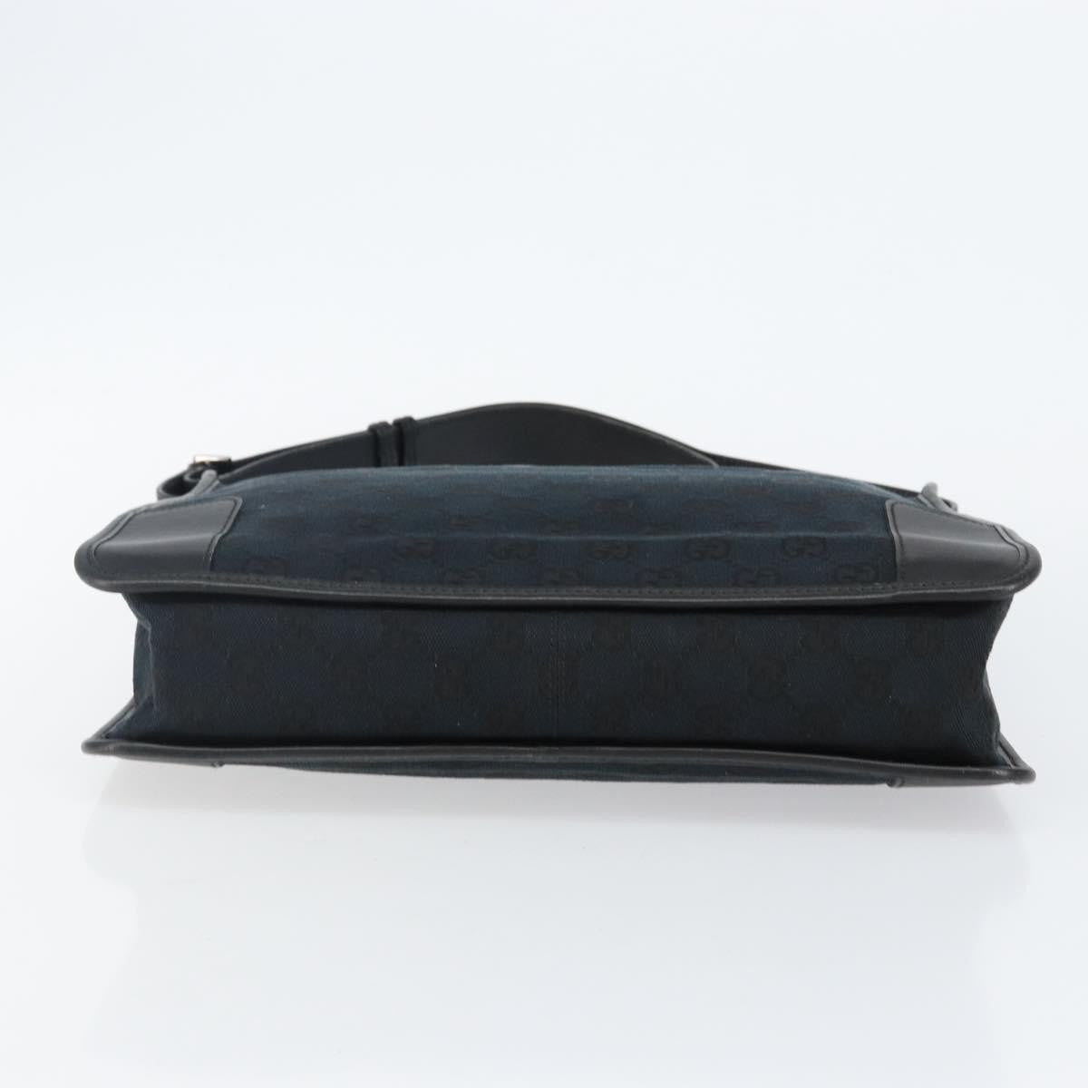 Gucci GUCCI GG Canvas Shoulder Bag Black Silver 001 4205 Authentic 143772